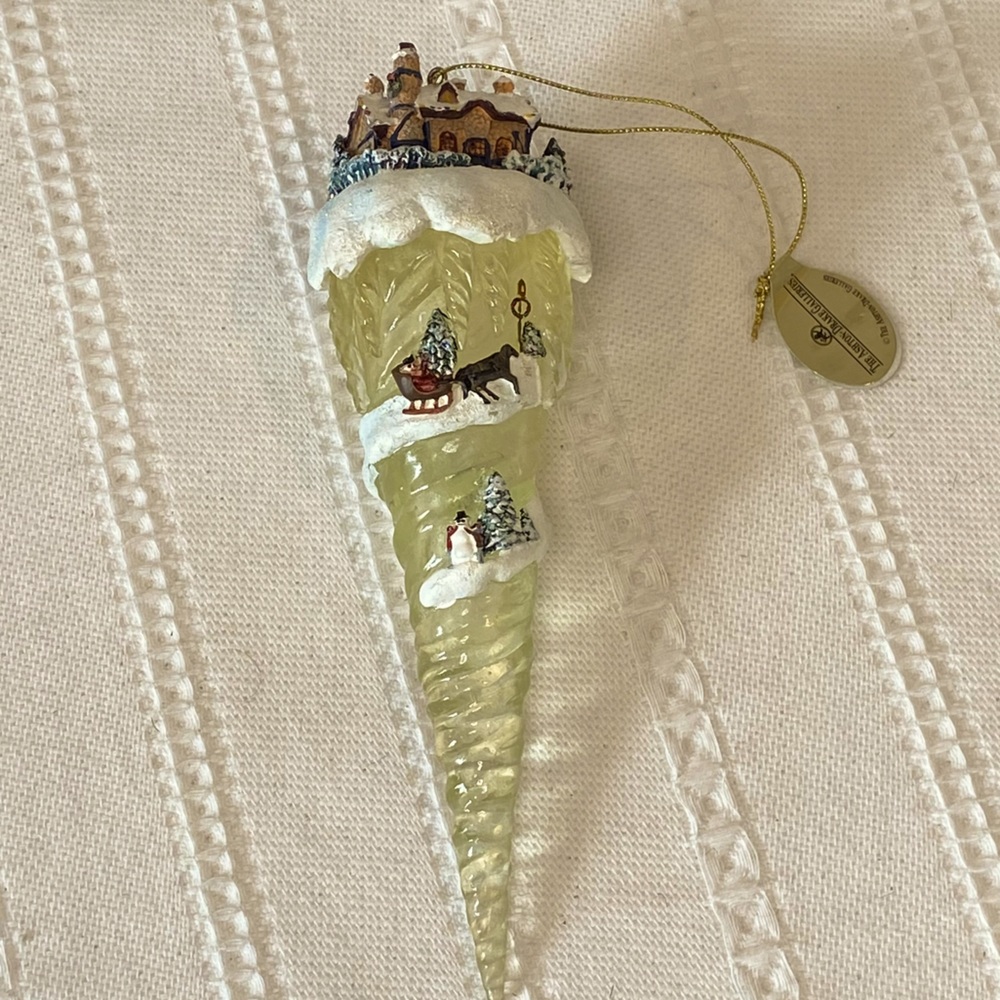 🆕 Thomas Kinkade Icicle 3 Ornaments—Ashton Drake Galleries (“Winter’s Glow”)